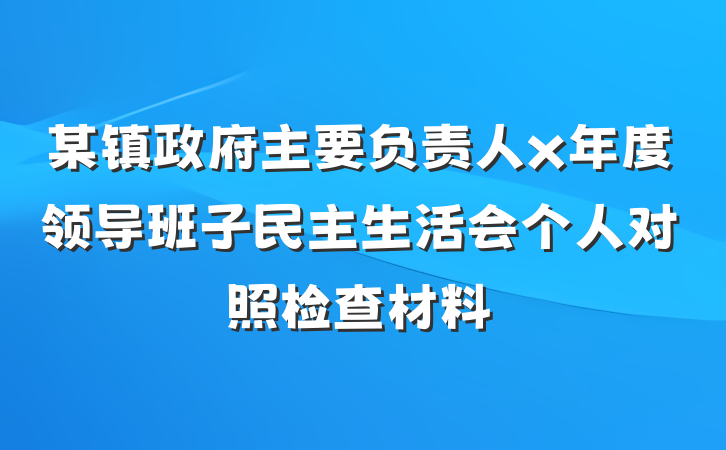 某镇政府主要负责人x年度领导班子民主生活会个人对照检查材料
