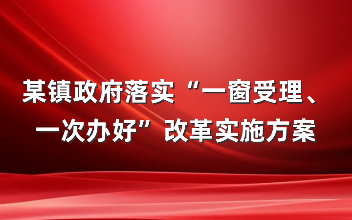 某镇政府落实“一窗受理、一次办好”改革实施方案