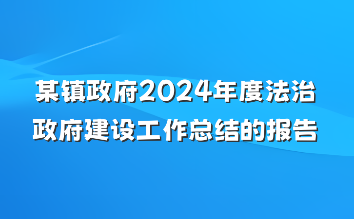 某镇政府2024年度法治政府建设工作总结的报告