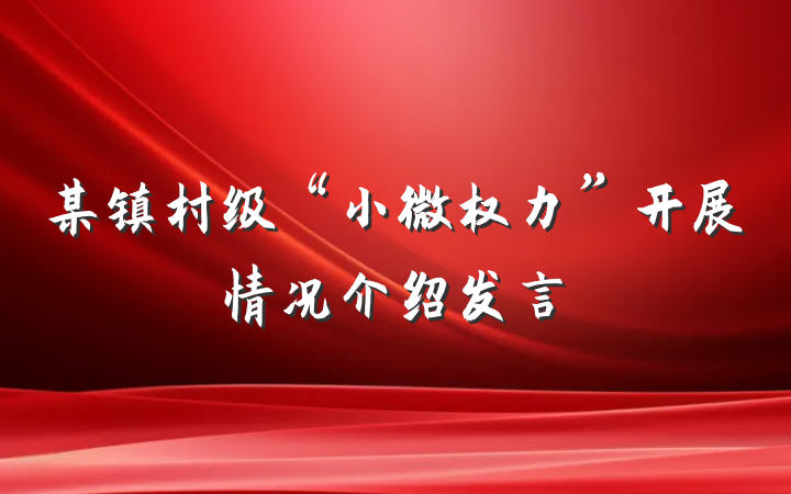 某镇村级“小微权力”开展情况介绍发言