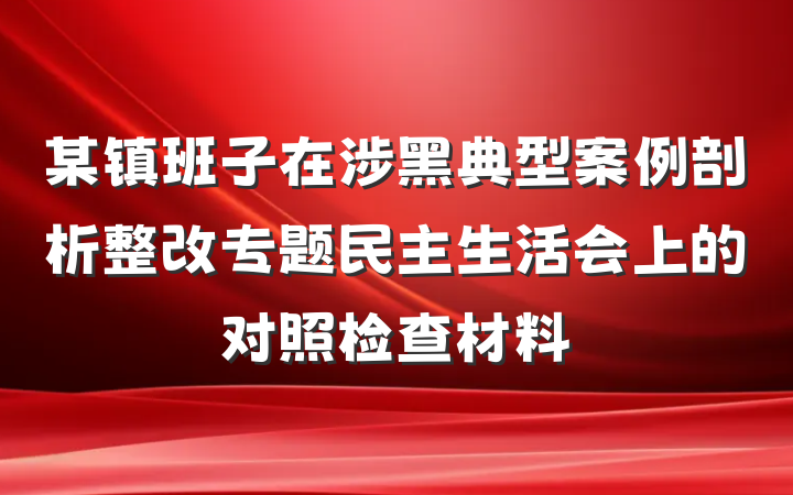 某镇班子在涉黑典型案例剖析整改专题民主生活会上的对照检查材料