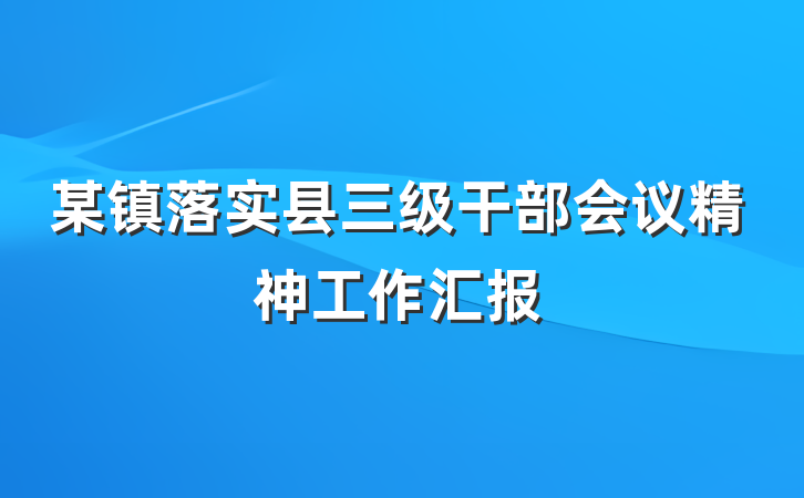 某镇落实县三级干部会议精神工作汇报