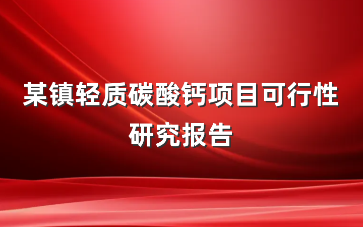 某镇轻质碳酸钙项目可行性研究报告