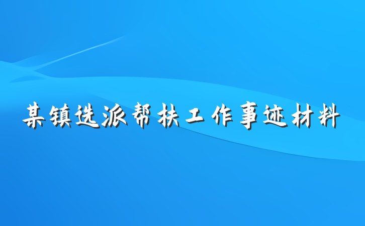 某镇选派帮扶工作事迹材料