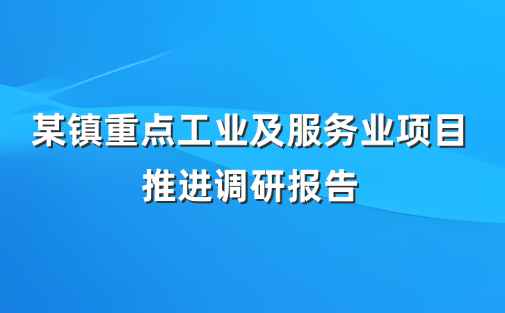 某镇重点工业及服务业项目推进调研报告