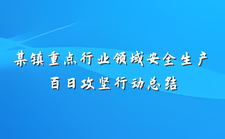 某镇重点行业领域安全生产百日攻坚行动总结