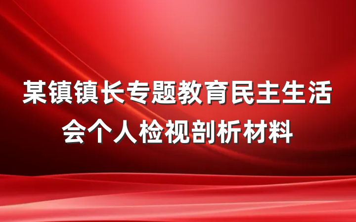 某镇镇长专题教育民主生活会个人检视剖析材料