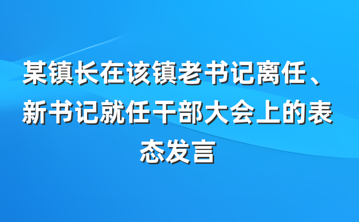 某镇长在该镇老书记离任、新书记就任干部大会上的表态发言