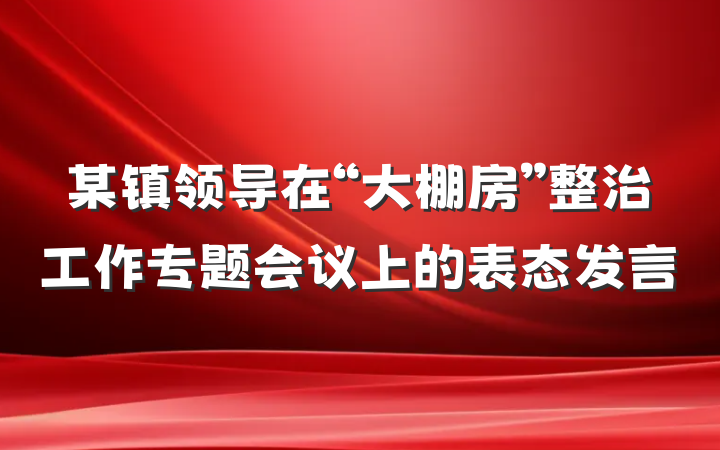 某镇领导在“大棚房”整治工作专题会议上的表态发言