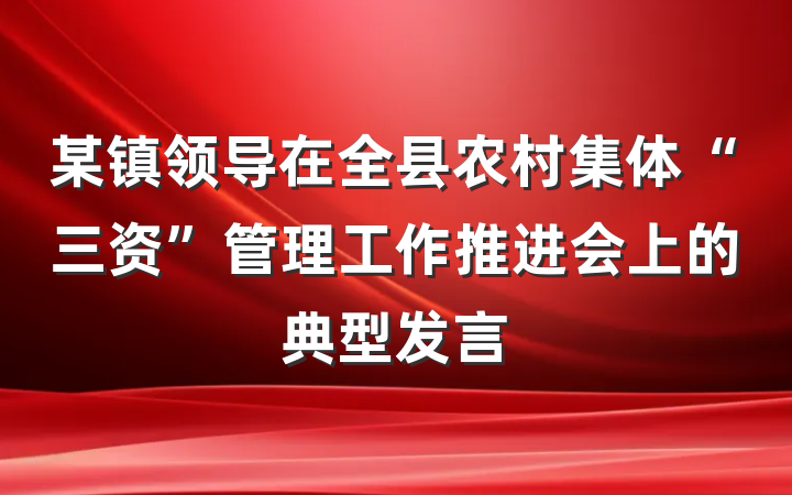 某镇领导在全县农村集体“三资”管理工作推进会上的典型发言