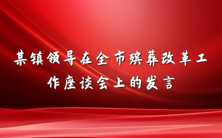 某镇领导在全市殡葬改革工作座谈会上的发言