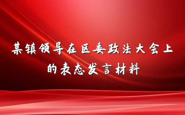 某镇领导在区委政法大会上的表态发言材料