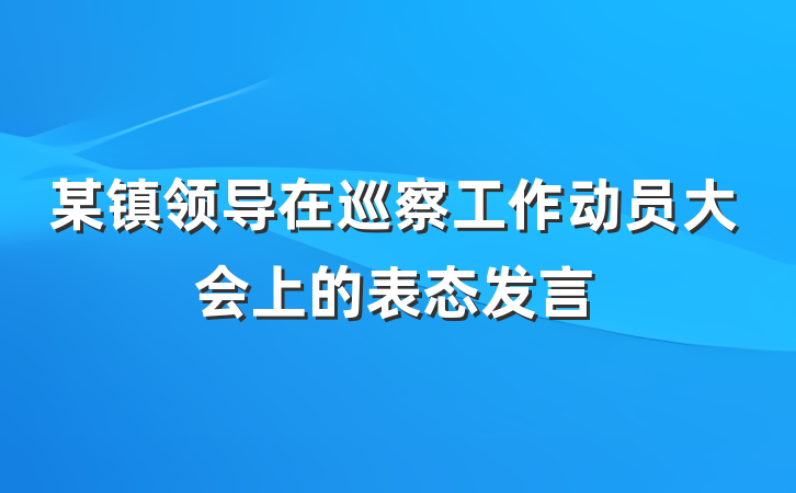 某镇领导在巡察工作动员大会上的表态发言