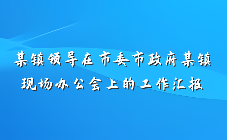某镇领导在市委市政府某镇现场办公会上的工作汇报