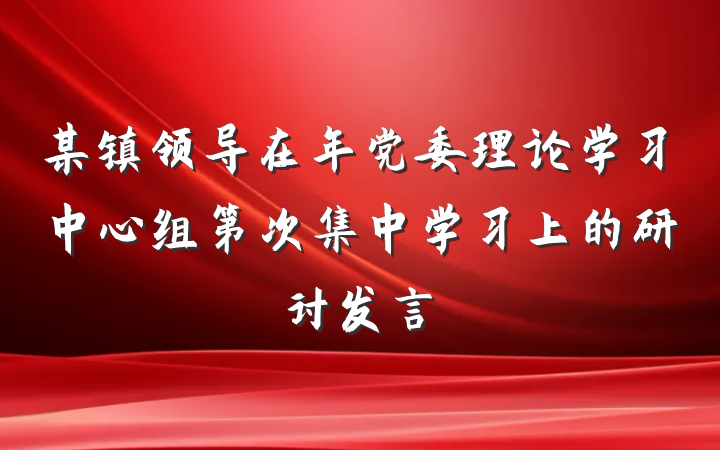 某镇领导在年党委理论学习中心组第次集中学习上的研讨发言