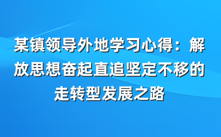 某镇领导外地学习心得：解放思想奋起直追坚定不移的走转型发展之路