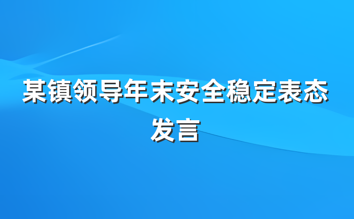 某镇领导年末安全稳定表态发言
