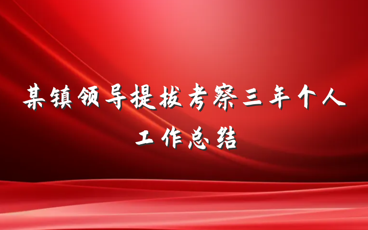 某镇领导提拔考察三年个人工作总结