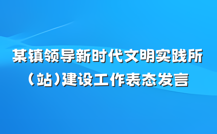 某镇领导新时代文明实践所（站）建设工作表态发言