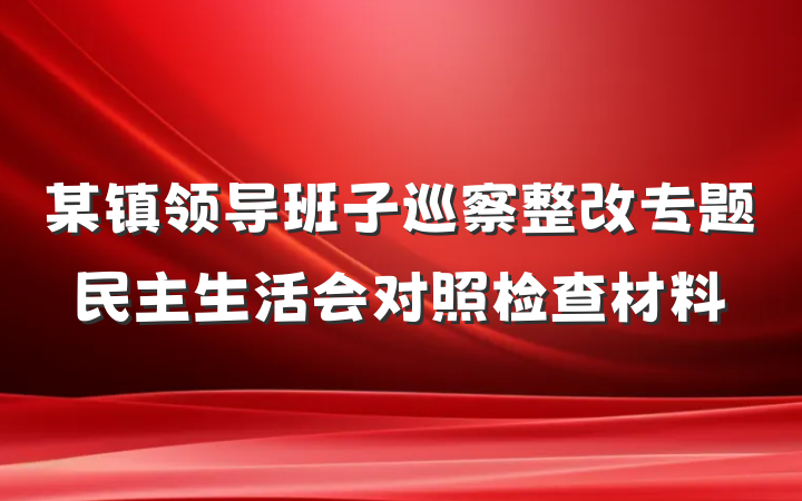 某镇领导班子巡察整改专题民主生活会对照检查材料