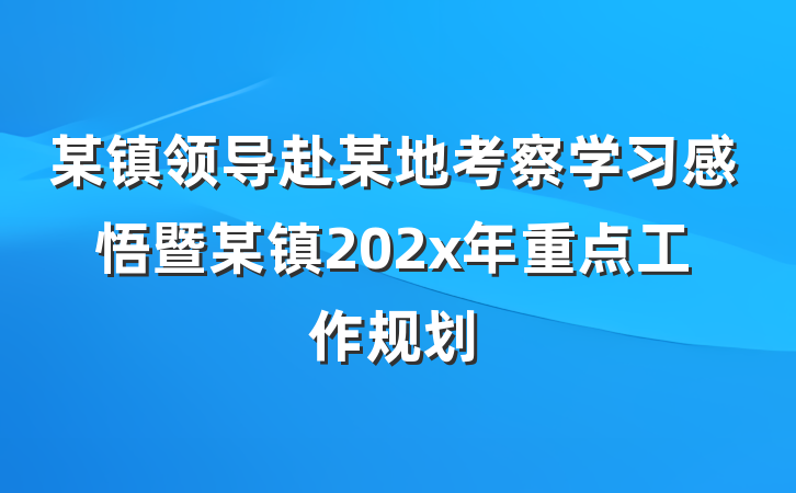 某镇领导赴某地考察学习感悟暨某镇202x年重点工作规划