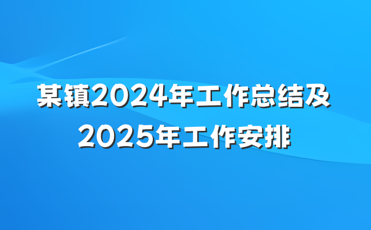 某镇2024年工作总结及2025年工作安排