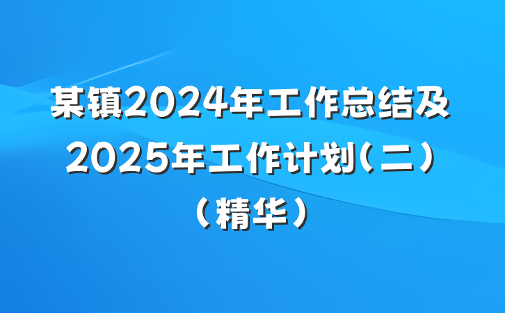 某镇2024年工作总结及2025年工作计划（二）（精华）