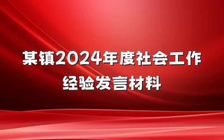 某镇2024年度社会工作经验发言材料