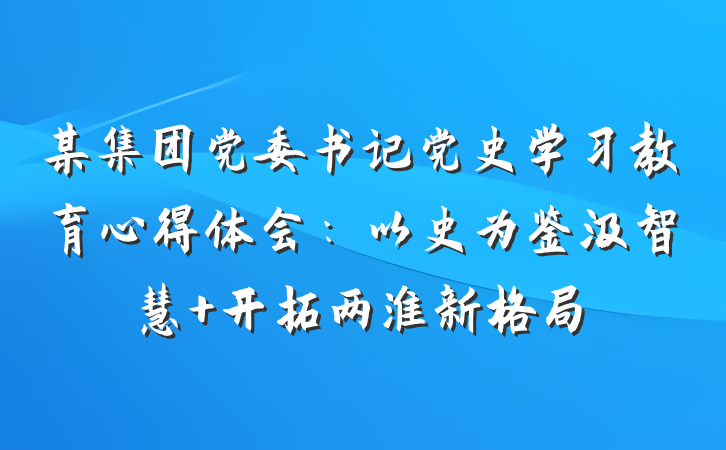 某集团党委书记党史学习教育心得体会：以史为鉴汲智慧 开拓两淮新格局