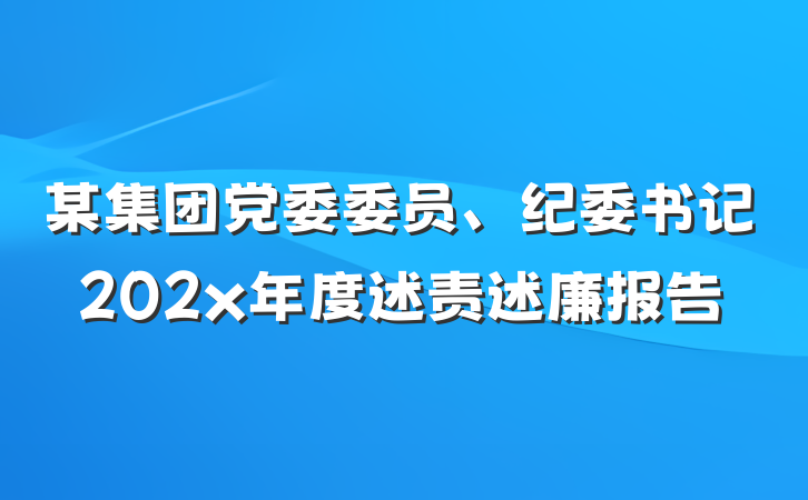 某集团党委委员、纪委书记202x年度述责述廉报告