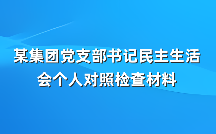 某集团党支部书记民主生活会个人对照检查材料