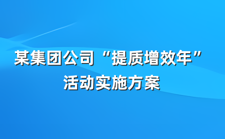某集团公司“提质增效年”活动实施方案