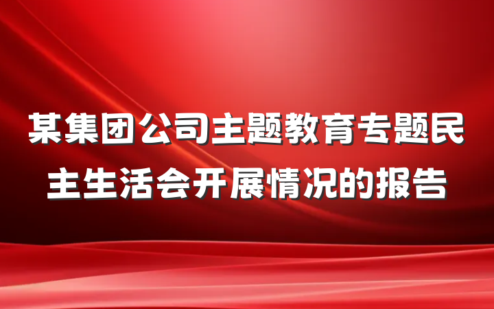 某集团公司主题教育专题民主生活会开展情况的报告