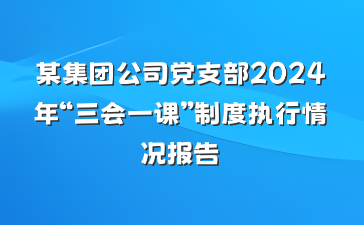 某集团公司党支部2024年“三会一课”制度执行情况报告