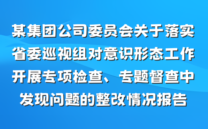 某集团公司委员会关于落实省委巡视组对意识形态工作开展专项检查、专题督查中发现问题的整改情况报告