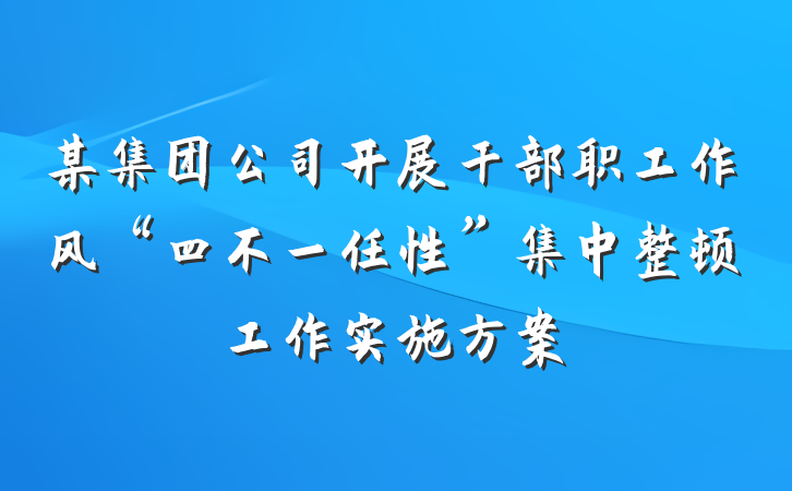 某集团公司开展干部职工作风“四不一任性”集中整顿工作实施方案