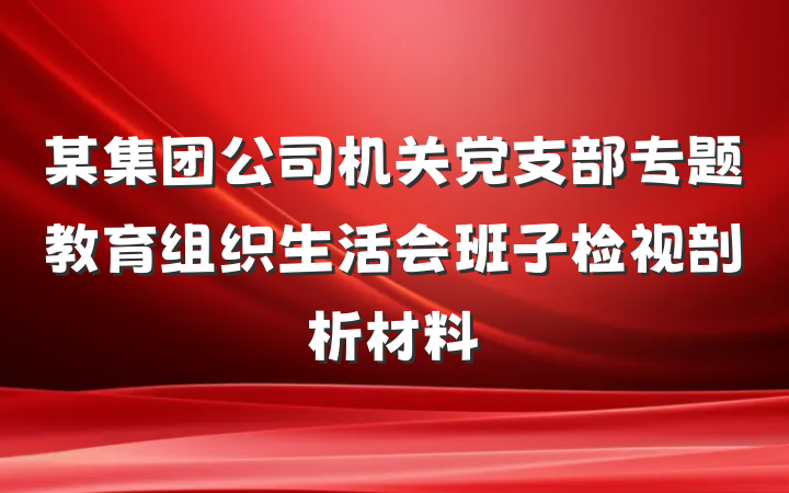 某集团公司机关党支部专题教育组织生活会班子检视剖析材料