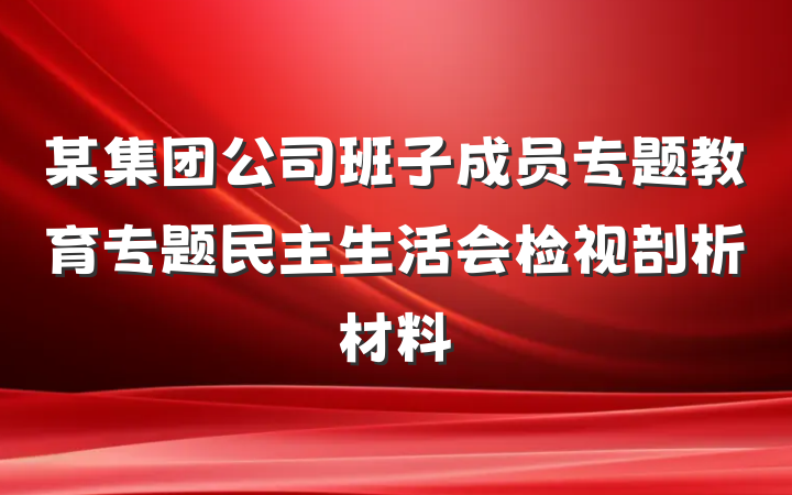 某集团公司班子成员专题教育专题民主生活会检视剖析材料
