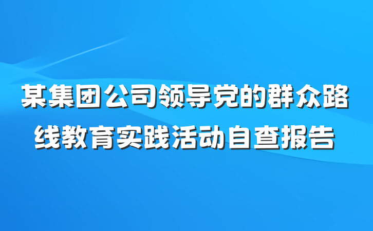 某集团公司领导党的群众路线教育实践活动自查报告