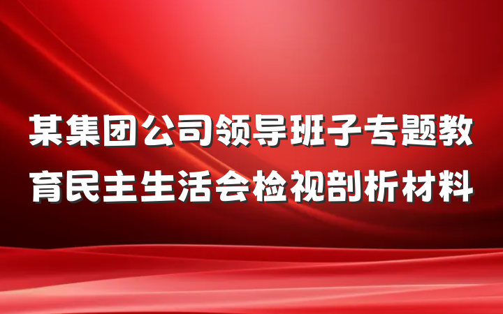 某集团公司领导班子专题教育民主生活会检视剖析材料