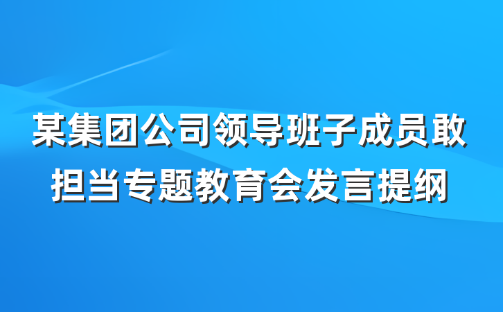 某集团公司领导班子成员敢担当专题教育会发言提纲