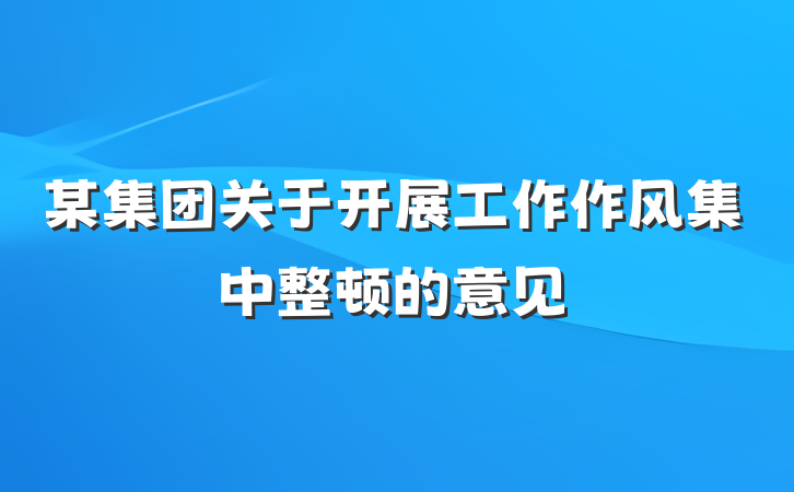 某集团关于开展工作作风集中整顿的意见