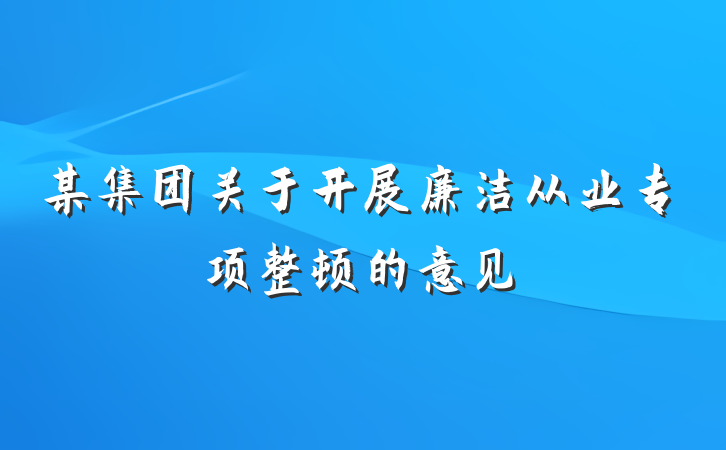 某集团关于开展廉洁从业专项整顿的意见