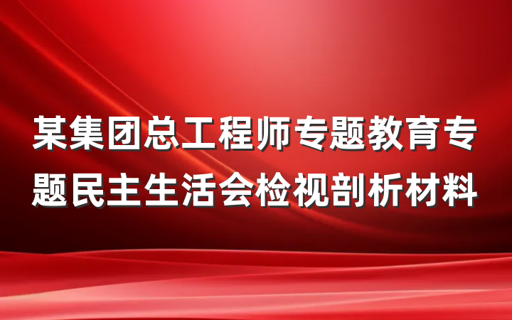 某集团总工程师专题教育专题民主生活会检视剖析材料