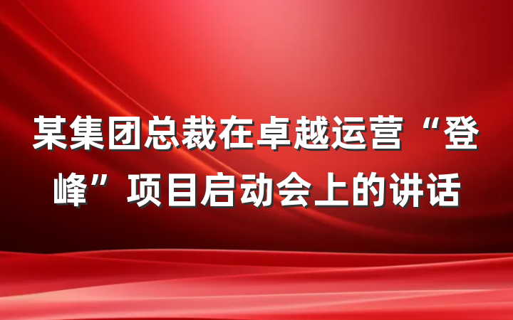 某集团总裁在卓越运营“登峰”项目启动会上的讲话