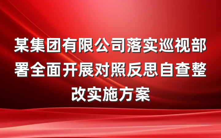 某集团有限公司落实巡视部署全面开展对照反思自查整改实施方案