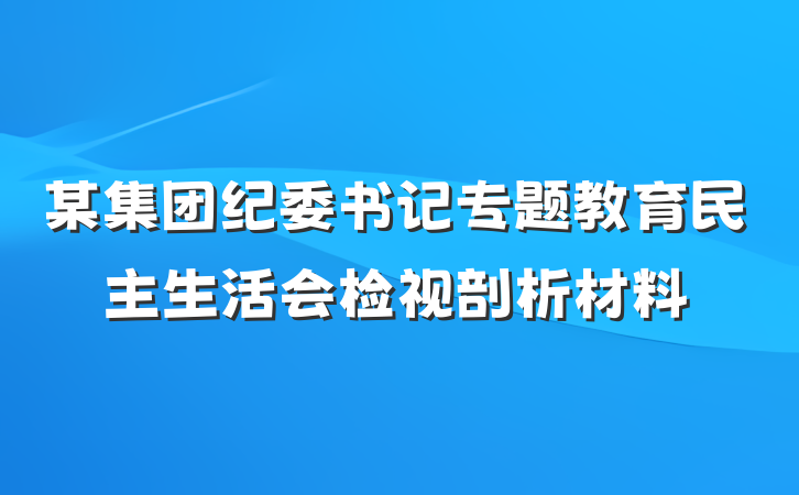 某集团纪委书记专题教育民主生活会检视剖析材料