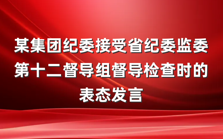 某集团纪委接受省纪委监委第十二督导组督导检查时的表态发言