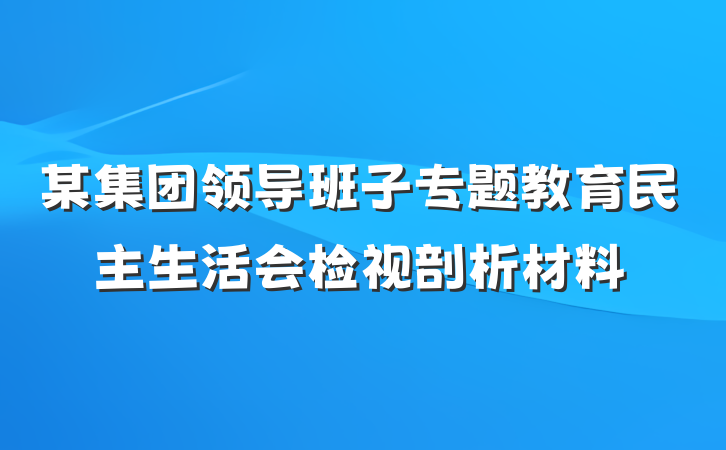 某集团领导班子专题教育民主生活会检视剖析材料
