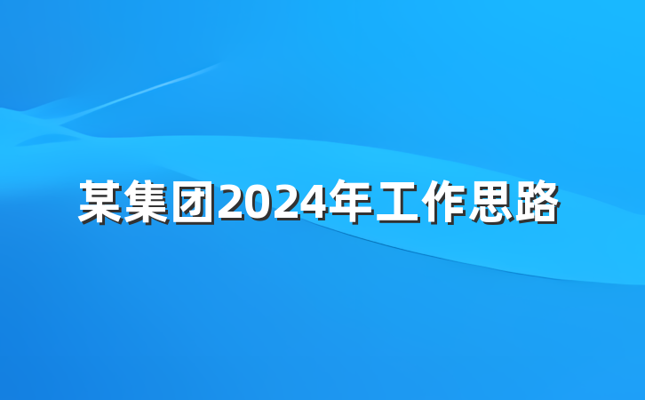 某集团2024年工作思路